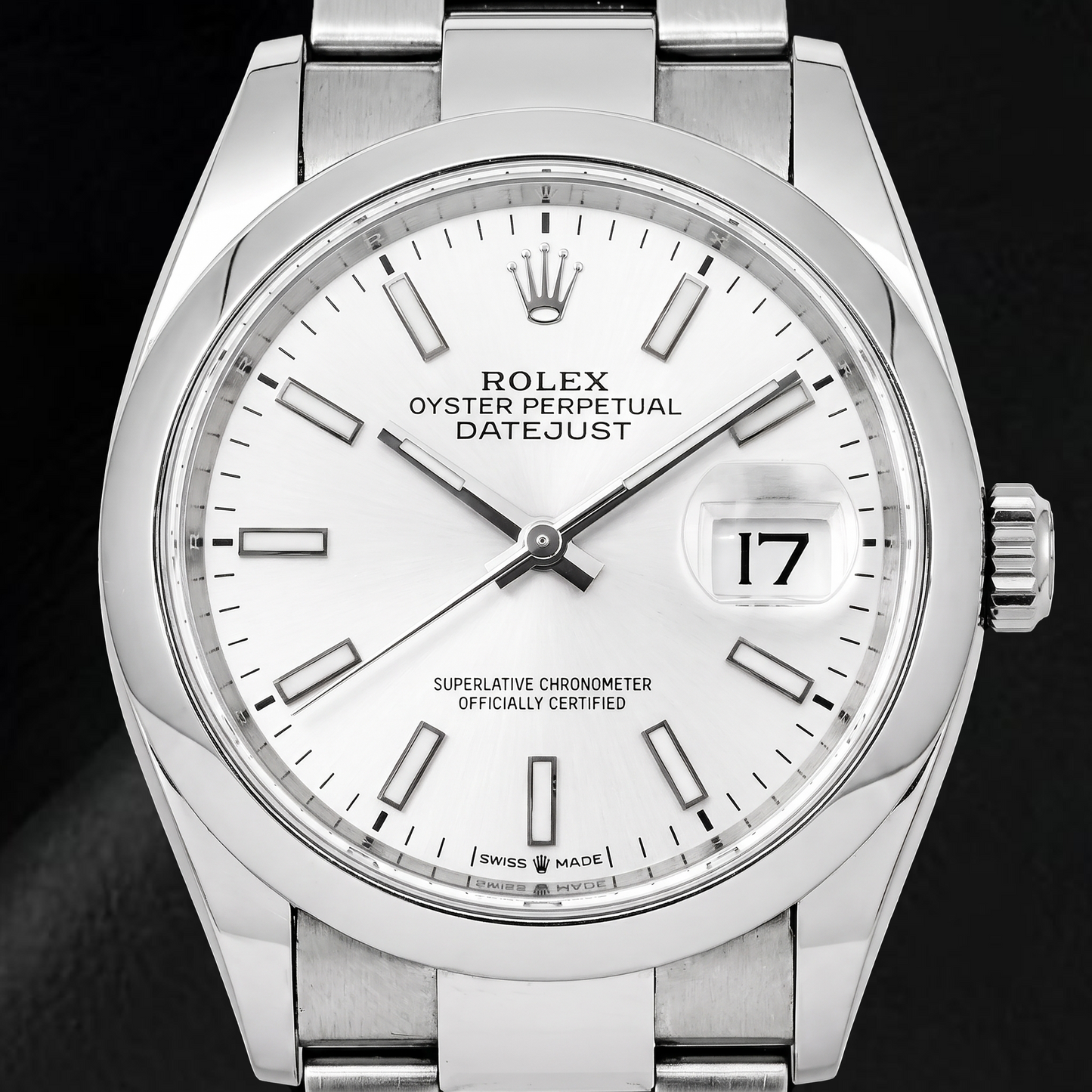 Rolex Datejust 126200 36 mm Edelstahl-Armbanduhr mit silbernem Leuchtzifferblatt