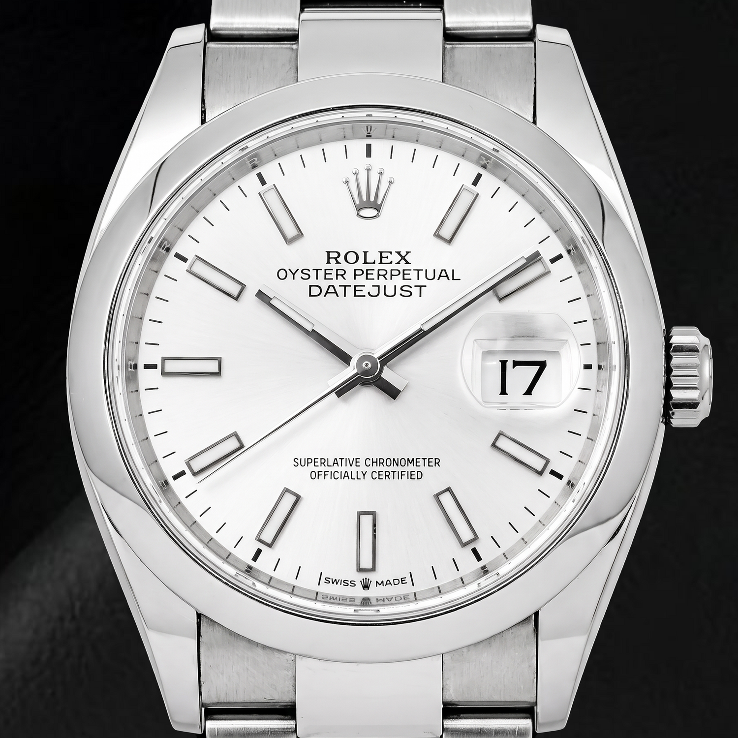 Rolex Datejust 126200 36 mm Edelstahl-Armbanduhr mit silbernem Leuchtzifferblatt