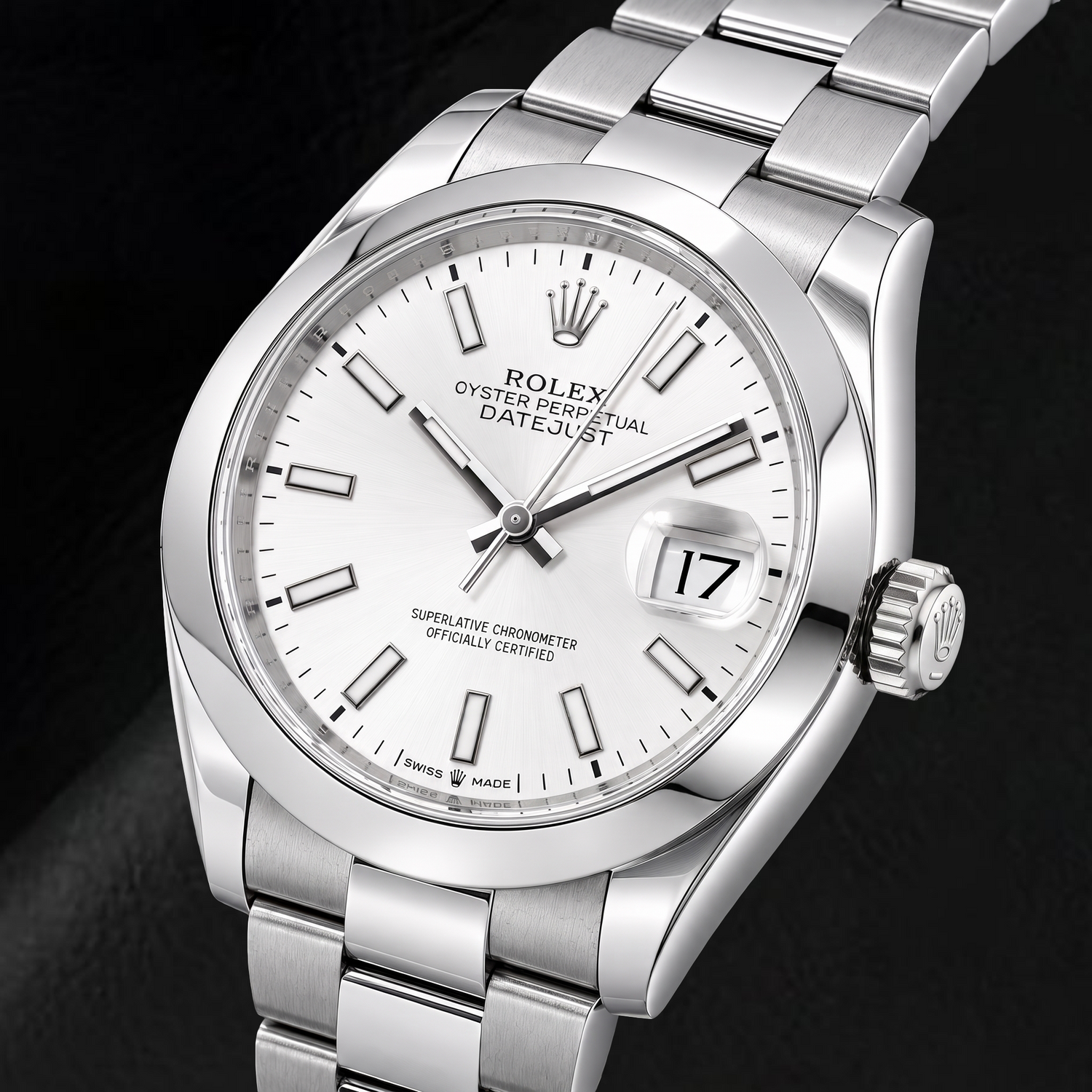Rolex Datejust 126200 36 mm Edelstahl-Armbanduhr mit silbernem Leuchtzifferblatt
