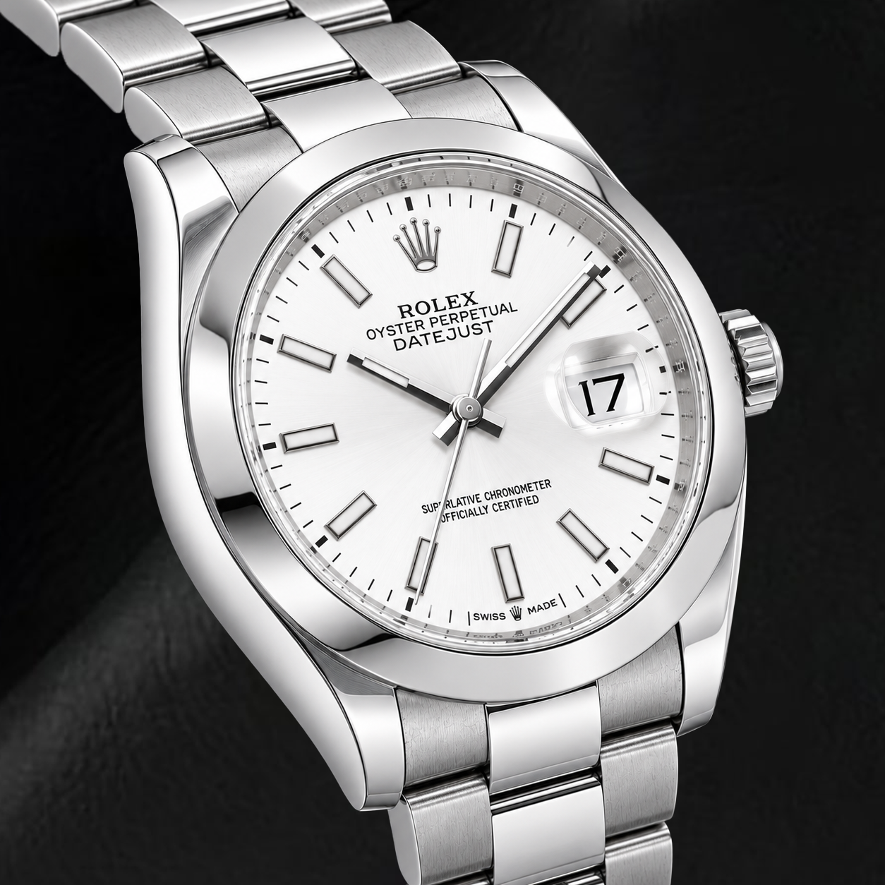 Rolex Datejust 126200 36 mm Edelstahl-Armbanduhr mit silbernem Leuchtzifferblatt