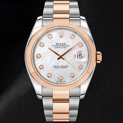 Rolex Datejust 126301 41 mm Bicolor-Uhr mit weißem Perlmutt-Diamantzifferblatt