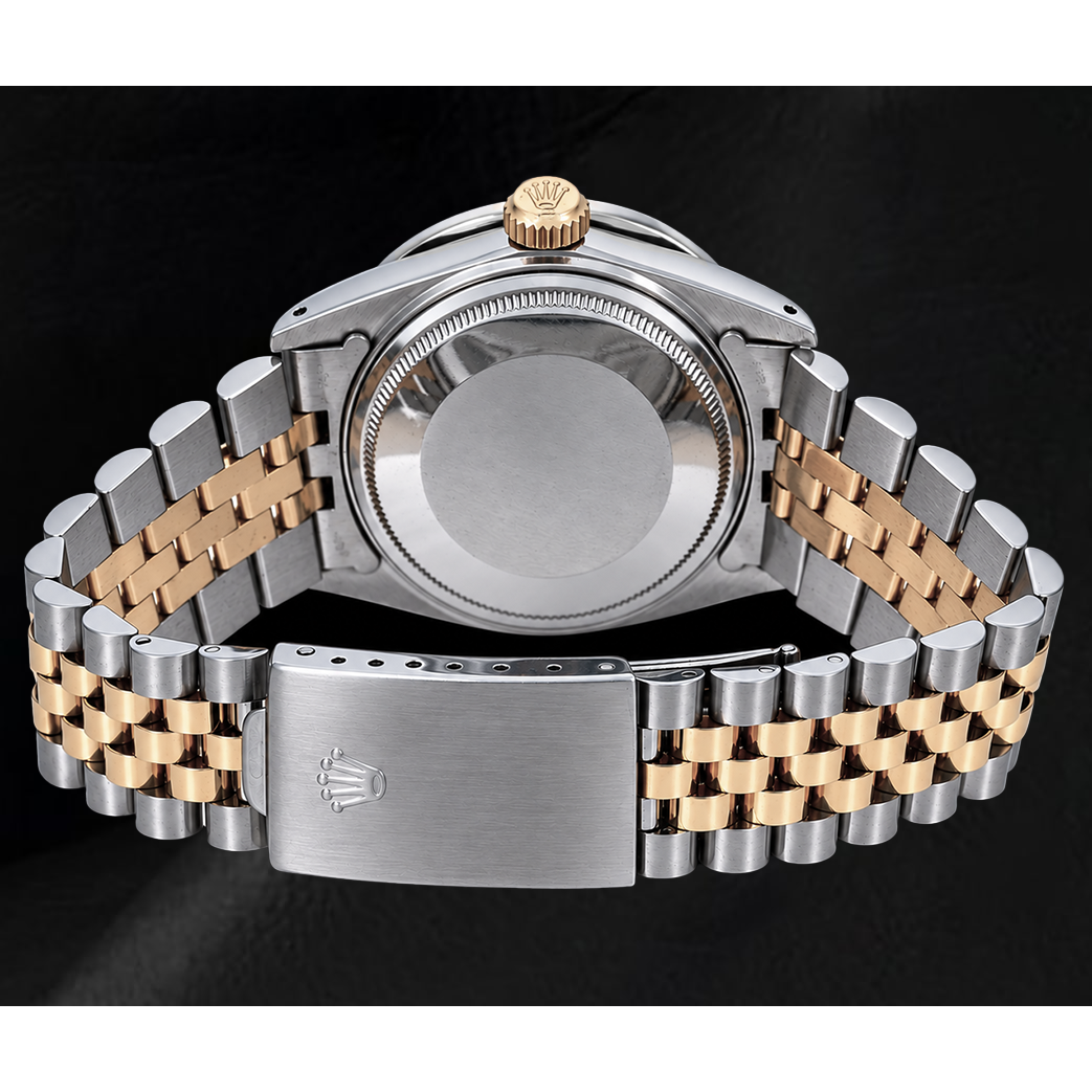 Rolex Datejust 1601 36 mm Bicolor-Uhr mit grünem römischem Diamantzifferblatt