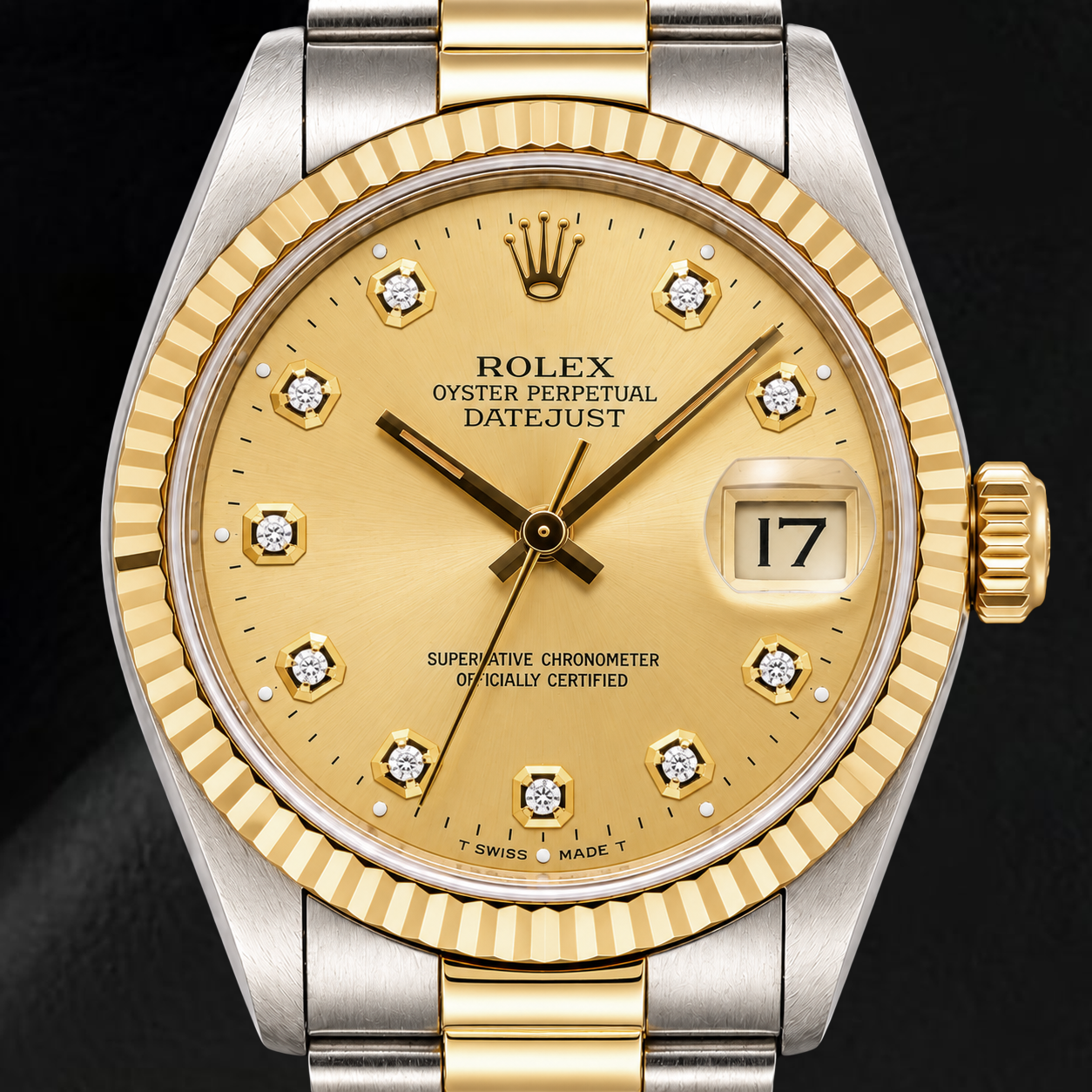 Rolex Datejust 16013 36 mm Bicolor-Uhr mit Champagner-Diamantzifferblatt