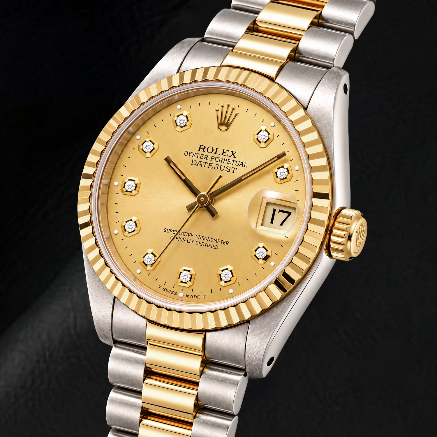 Rolex Datejust 16013 36 mm Bicolor-Uhr mit Champagner-Diamantzifferblatt