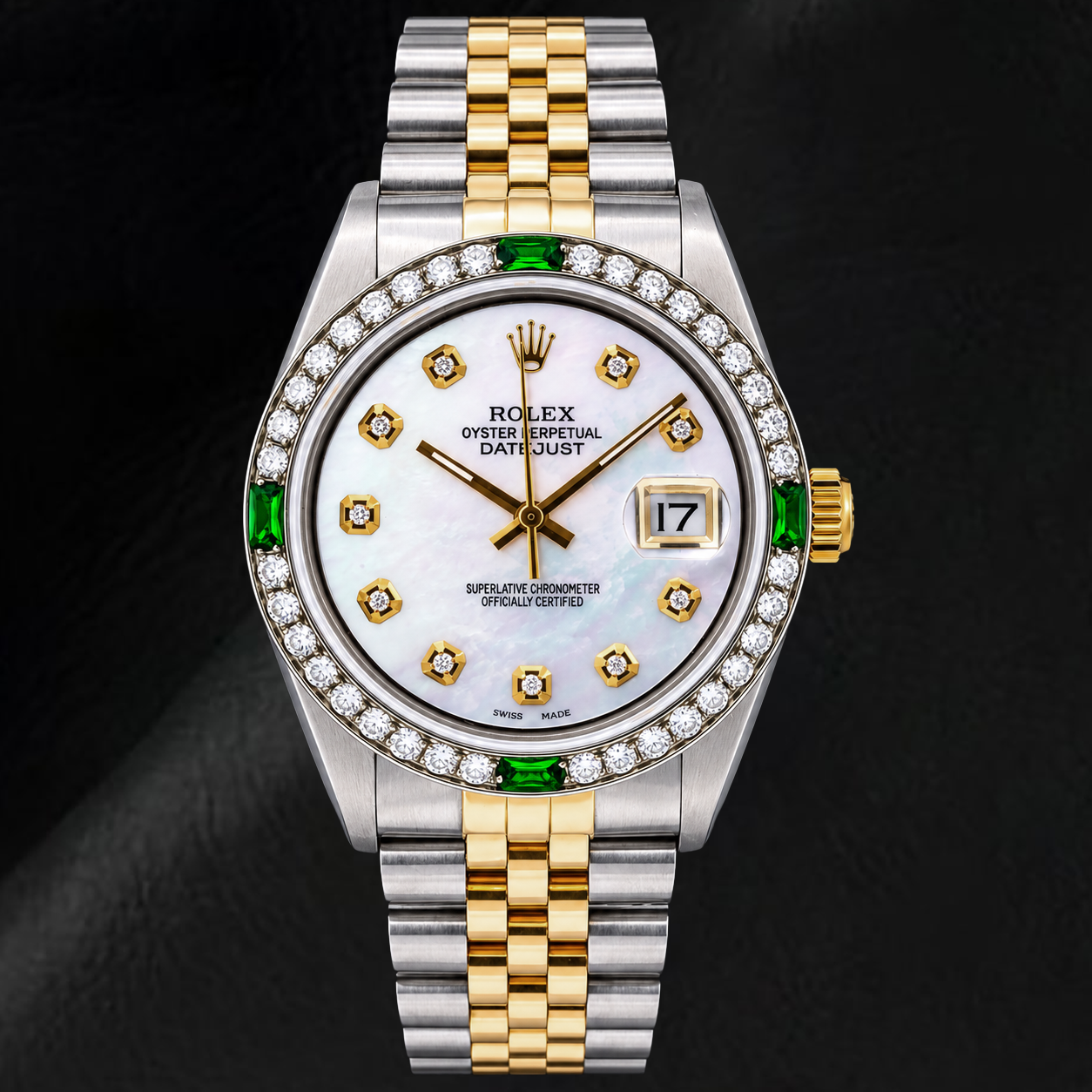 Rolex Datejust 16013 36 mm Bicolor-Uhr mit weißem Perlmutt-Diamantzifferblatt
