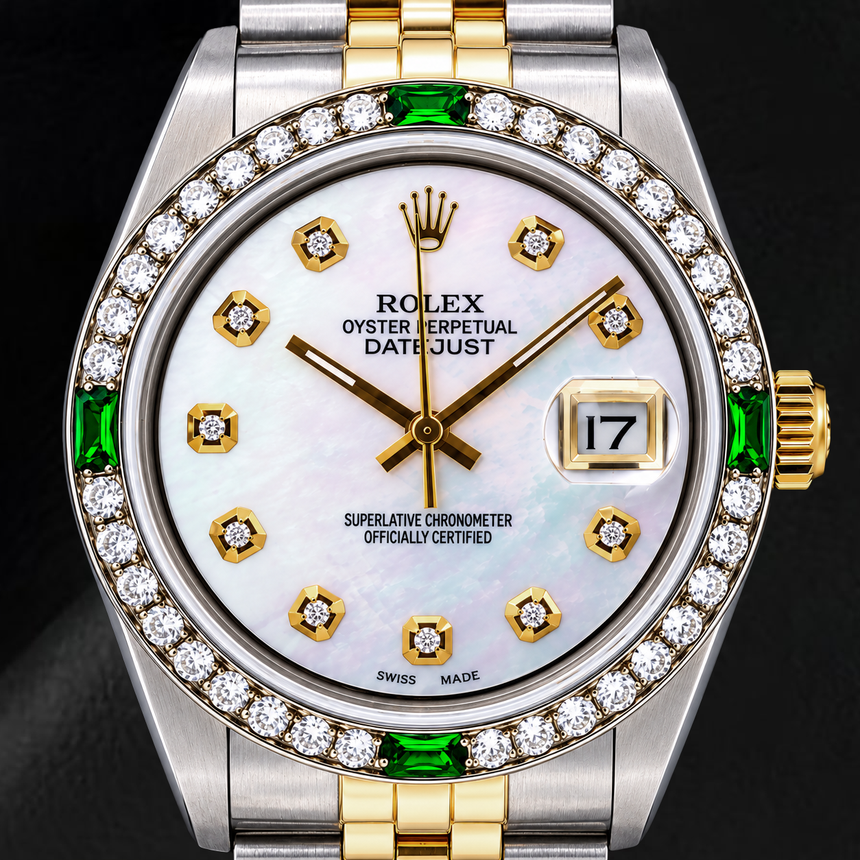 Rolex Datejust 16013 36 mm Bicolor-Uhr mit weißem Perlmutt-Diamantzifferblatt