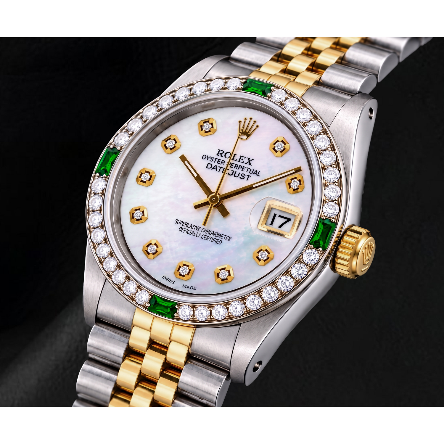 Rolex Datejust 16013 36 mm Bicolor-Uhr mit weißem Perlmutt-Diamantzifferblatt