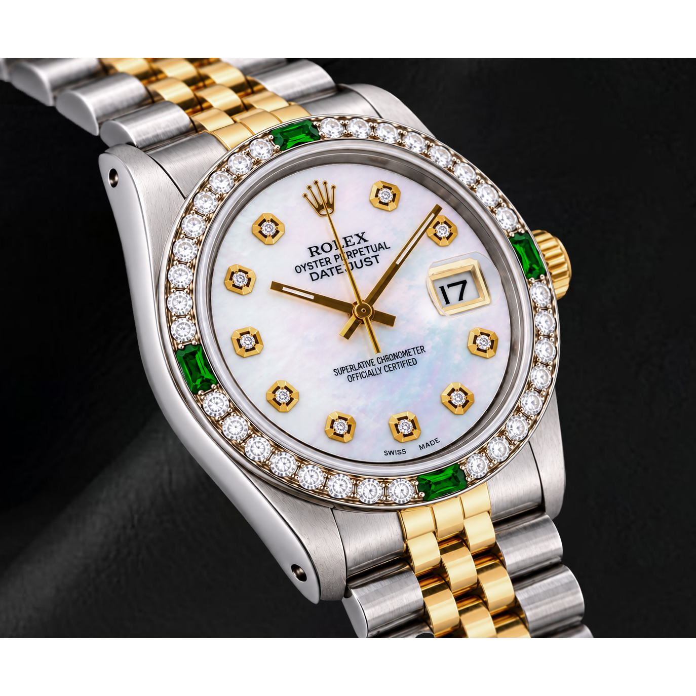 Rolex Datejust 16013 36 mm Bicolor-Uhr mit weißem Perlmutt-Diamantzifferblatt
