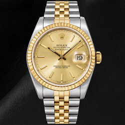 Rolex Datejust 16233 36 mm Champagner-Zifferblatt mit Stabindizes Bicolor-Uhr