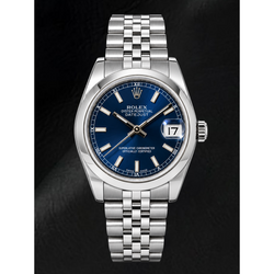Rolex Datejust 178240 31 mm Uhr aus Edelstahl mit blauem Leuchtzifferblatt