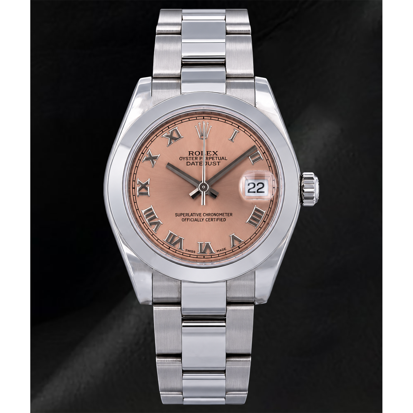 Rolex Datejust 178240 31 mm Uhr aus Edelstahl mit lachsfarbenem römischem Zifferblatt