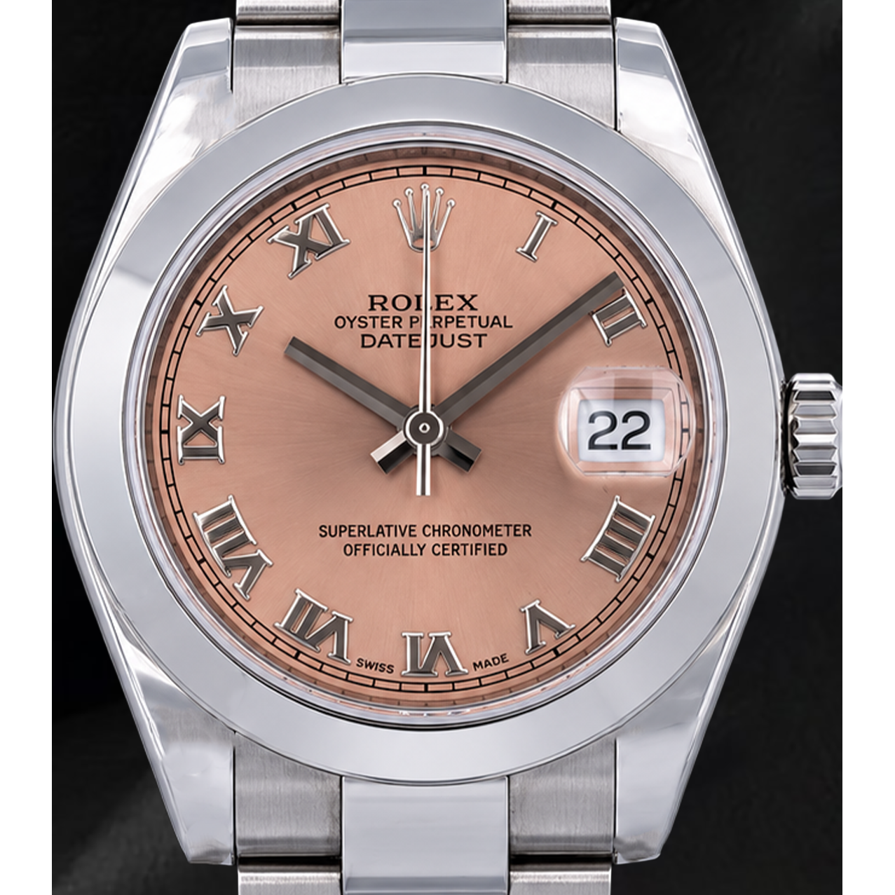 Rolex Datejust 178240 31 mm Uhr aus Edelstahl mit lachsfarbenem römischem Zifferblatt