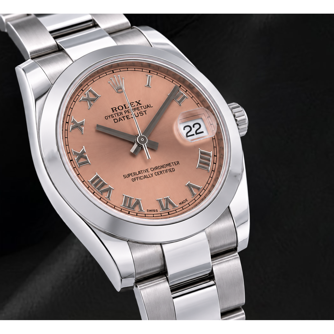 Rolex Datejust 178240 31 mm Uhr aus Edelstahl mit lachsfarbenem römischem Zifferblatt