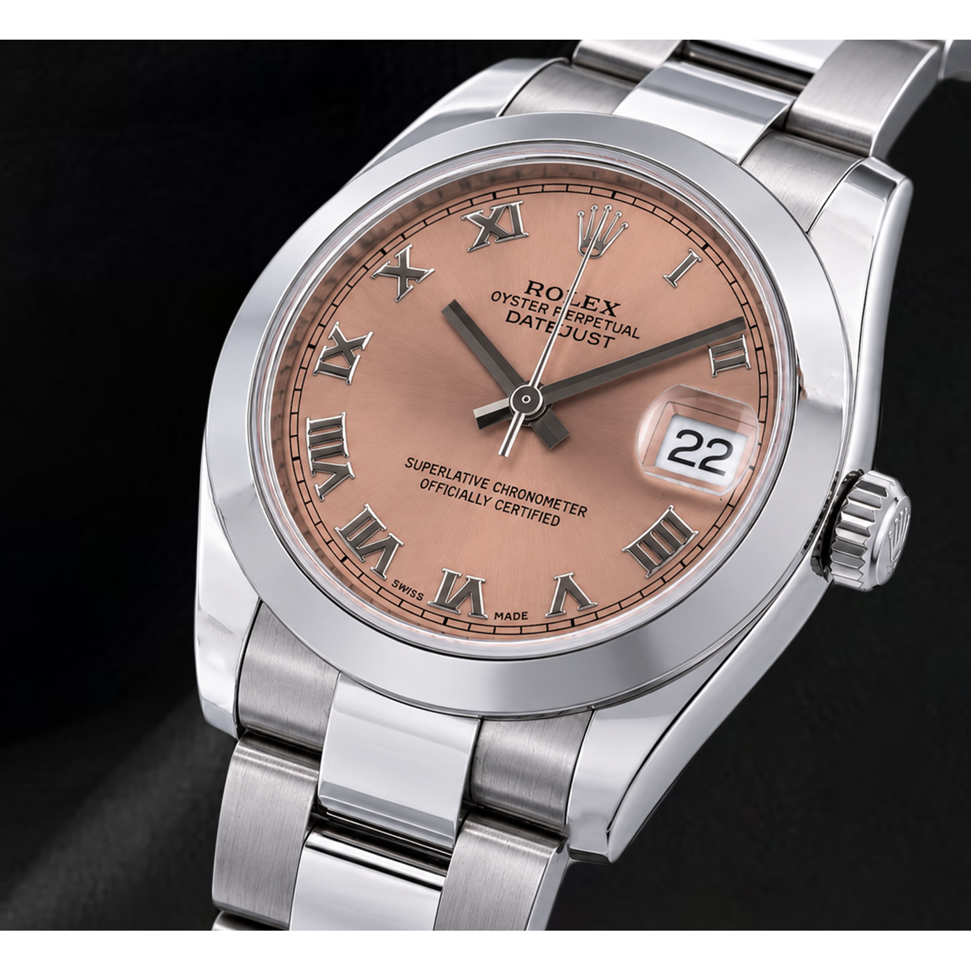 Rolex Datejust 178240 31 mm Uhr aus Edelstahl mit lachsfarbenem römischem Zifferblatt