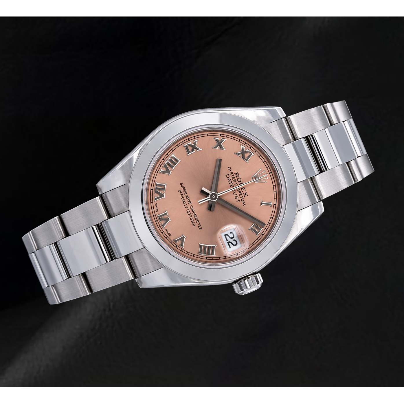 Rolex Datejust 178240 31 mm Uhr aus Edelstahl mit lachsfarbenem römischem Zifferblatt