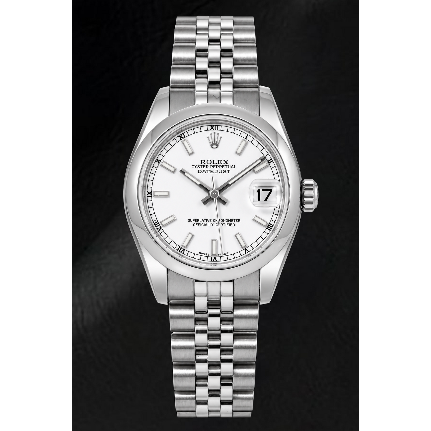 Rolex Datejust 178240 31 mm Uhr aus Edelstahl mit weißem Leuchtzifferblatt