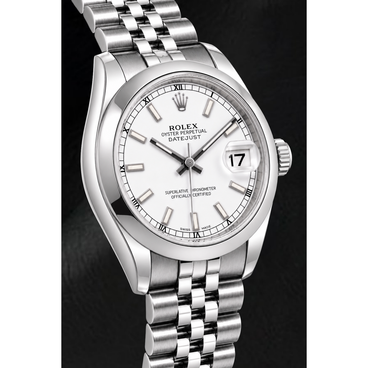 Rolex Datejust 178240 31 mm Uhr aus Edelstahl mit weißem Leuchtzifferblatt