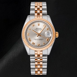 Rolex Datejust 178271 31 mm Bicolor-Uhr mit silberfarbenem Zifferblatt und römischen Ziffern