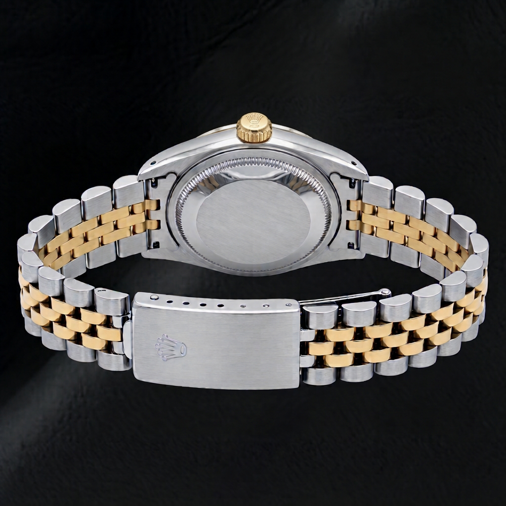 Rolex Datejust 26 mm 69173 Uhr, blaues römisches Zifferblatt, Bicolor, Jubilé-Armband