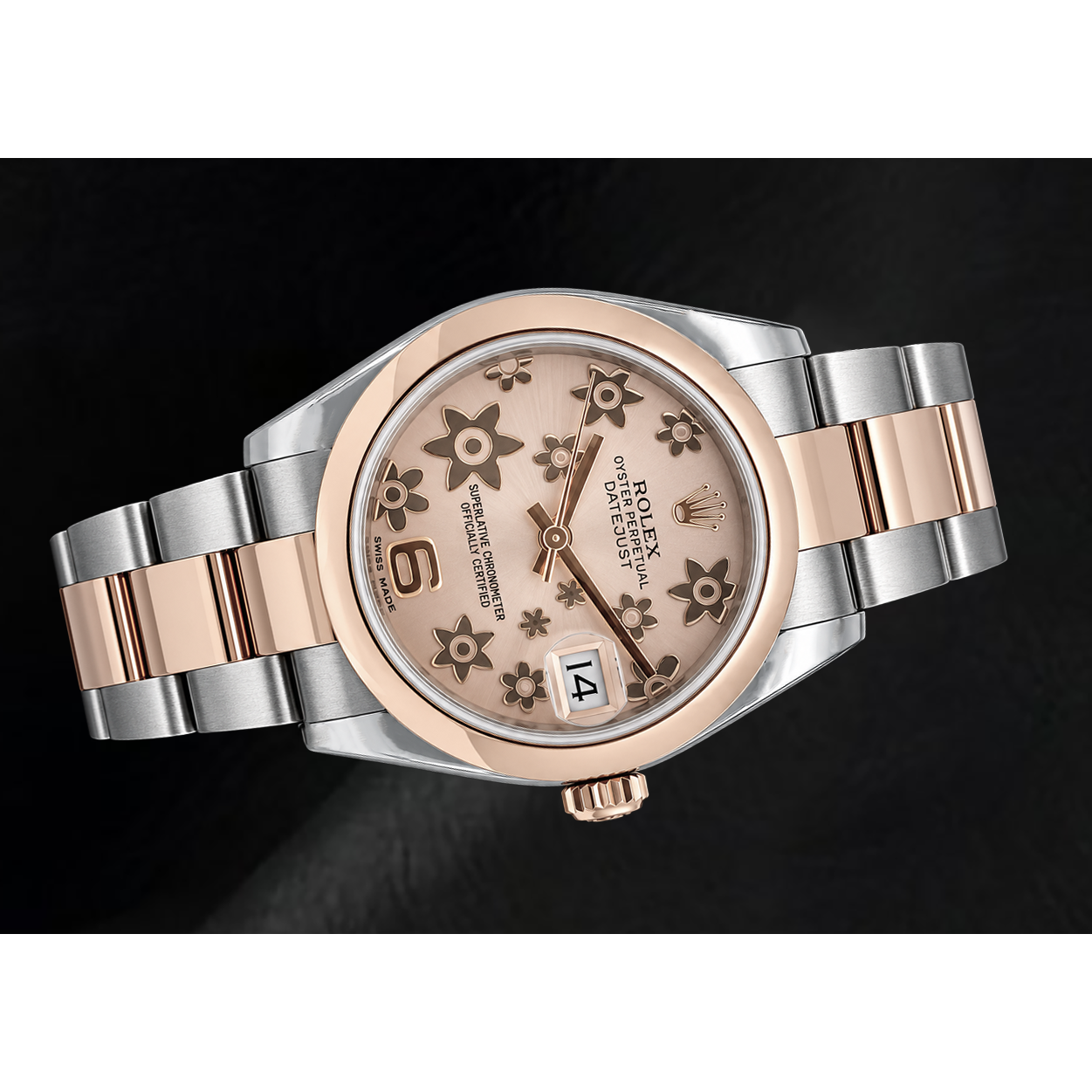 Rolex Datejust 31 mm 178241 Bicolor-Uhr mit rosa Blumenmotiv-Zifferblatt