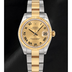 Rolex Datejust 31 mm 178243 Bicolor-Uhr mit champagnerfarbenem römischem Zifferblatt