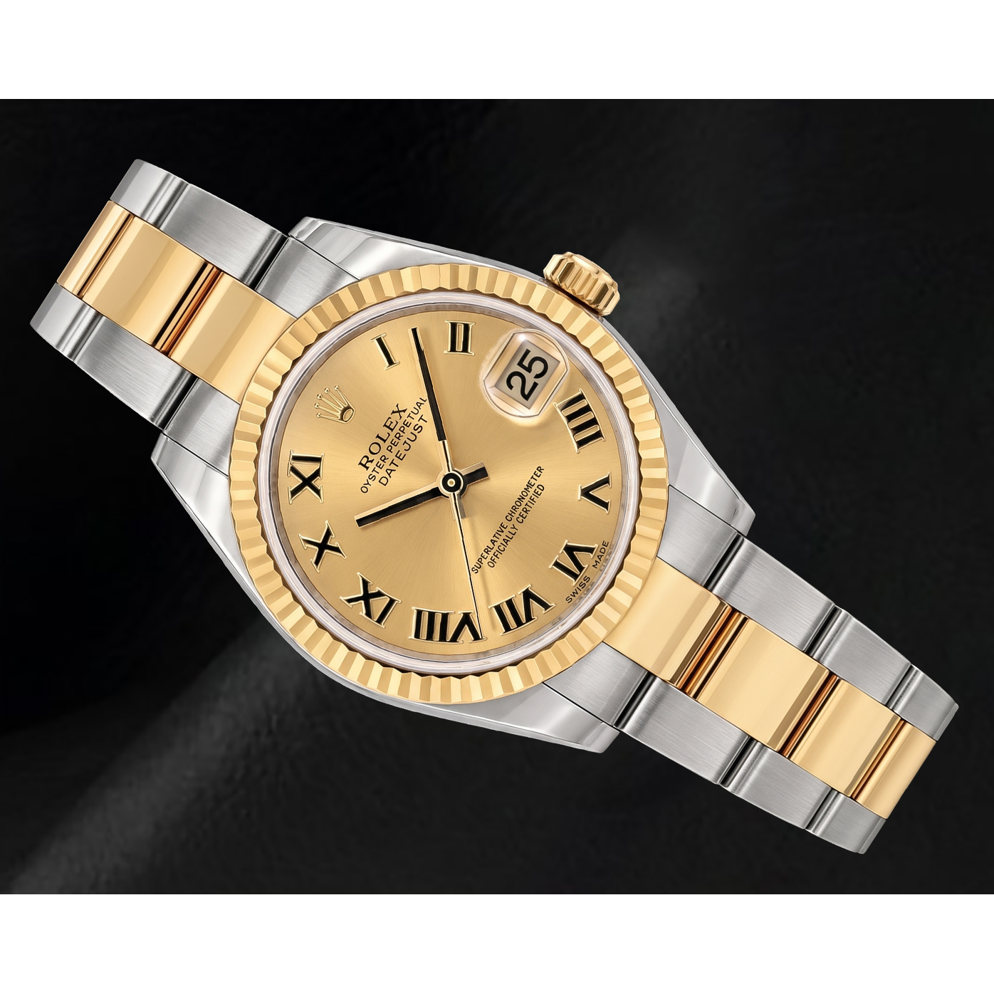 Rolex Datejust 31 mm 178243 Bicolor-Uhr mit champagnerfarbenem römischem Zifferblatt