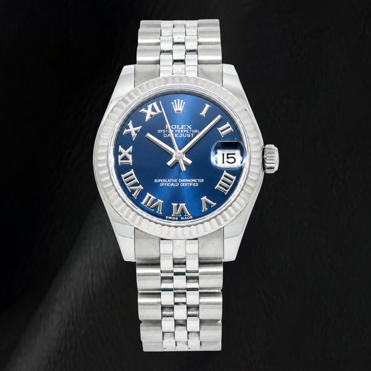 Rolex Datejust 31 mm 178274 Edelstahluhr mit blauem Zifferblatt mit römischen Ziffern