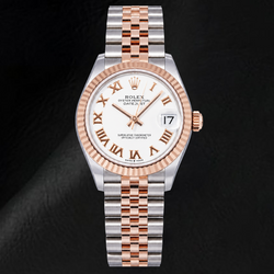 Rolex Datejust 31 mm 278271 Bicolor-Uhr mit weißem Zifferblatt und römischen Ziffern