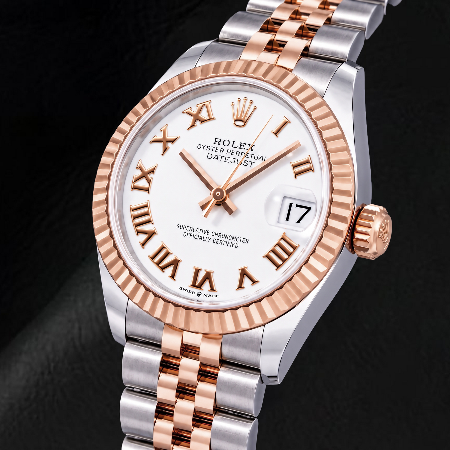 Rolex Datejust 31 mm 278271 Bicolor-Uhr mit weißem Zifferblatt und römischen Ziffern