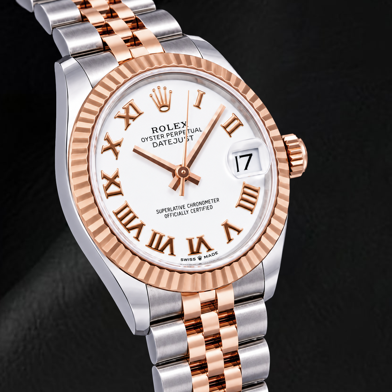 Rolex Datejust 31 mm 278271 Bicolor-Uhr mit weißem Zifferblatt und römischen Ziffern
