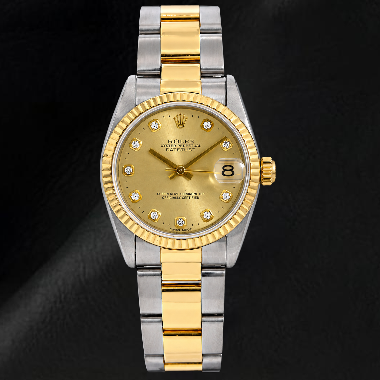 Rolex Datejust 31 mm 68243 Champagner-Diamantzifferblatt Geriffelte Lünette Bicolor Uhr