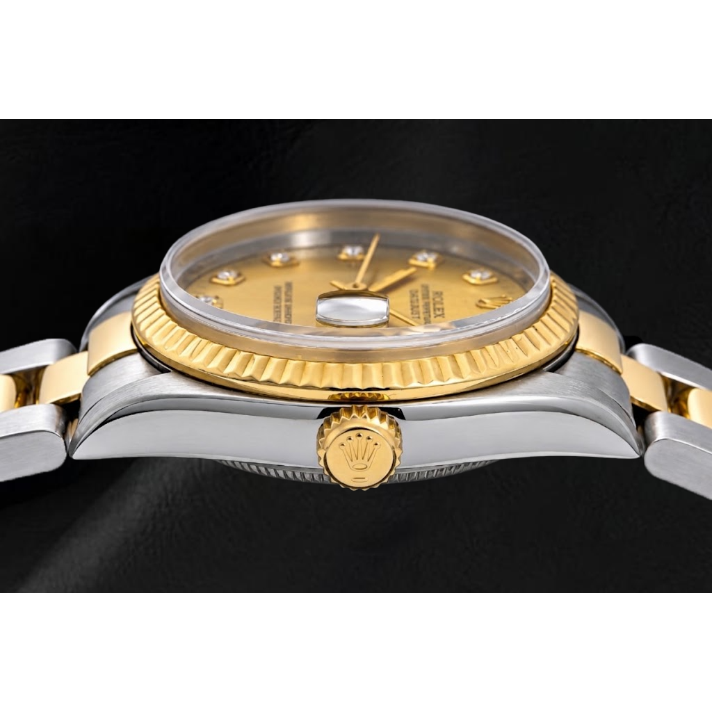 Rolex Datejust 31 mm 68243 Champagner-Diamantzifferblatt Geriffelte Lünette Bicolor Uhr