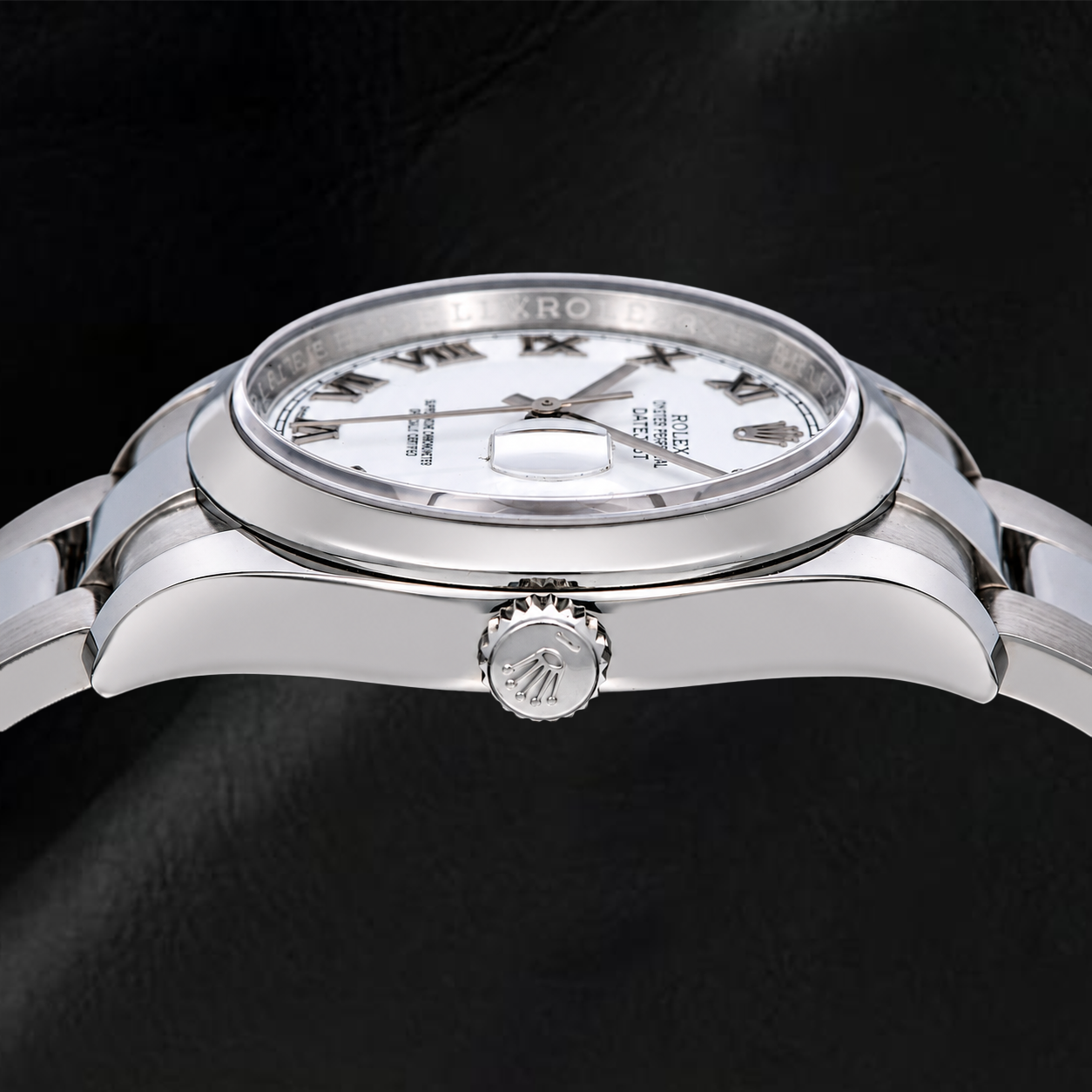 Rolex Datejust 36 mm 116200 Uhr mit weißem römischem Zifferblatt und glatter Lünette