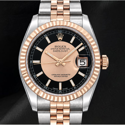 Rolex Datejust 36 mm 116231 Uhr aus Roségold und Edelstahl mit schwarzem Zifferblatt