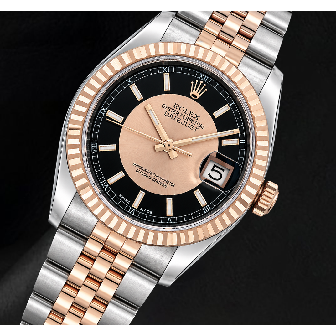 Rolex Datejust 36 mm 116231 Uhr aus Roségold und Edelstahl mit schwarzem Zifferblatt
