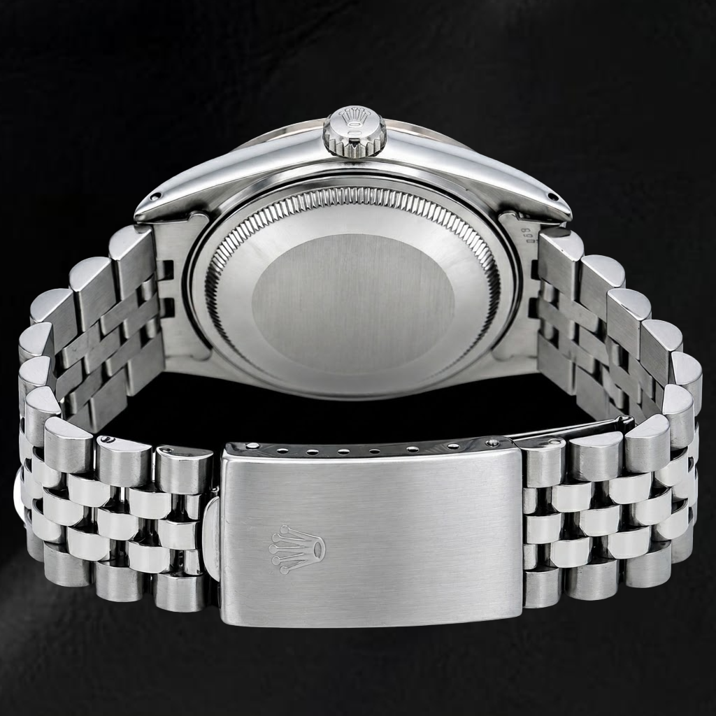 Rolex Datejust 36 mm 1601 Edelstahluhr mit blauem Diamantzifferblatt und Diamantlünette