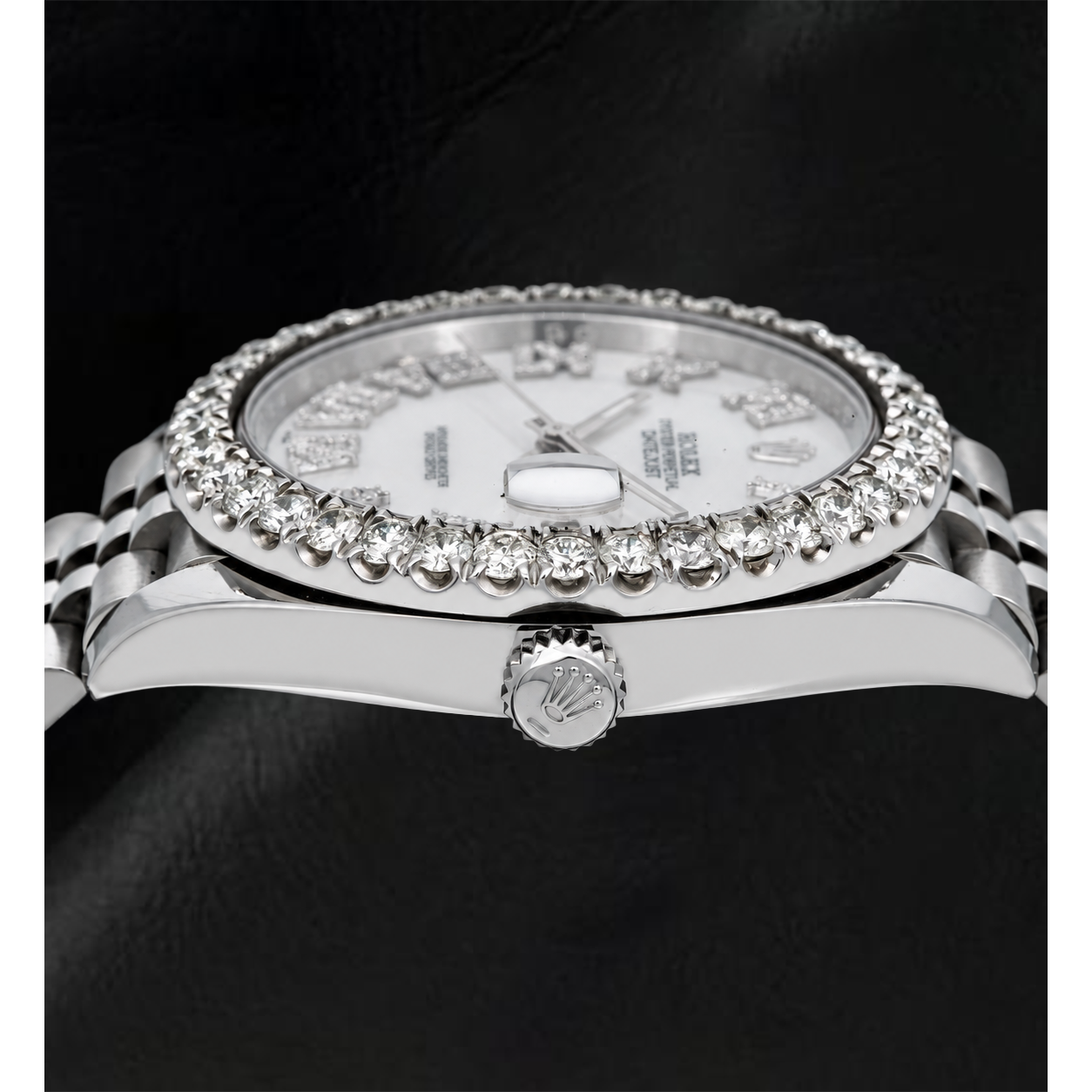 Rolex Datejust 41 mm 126300 Uhr mit weißem Perlmutt-Diamantzifferblatt und römischen Ziffern