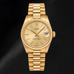 Rolex Datejust 68278 31 mm Gelbgold Uhr champagnerfarbenes Zifferblatt mit Stabindizes