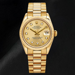Rolex Datejust 68278 31 mm Gelbgold Uhr mit Champagner-Diamantzifferblatt
