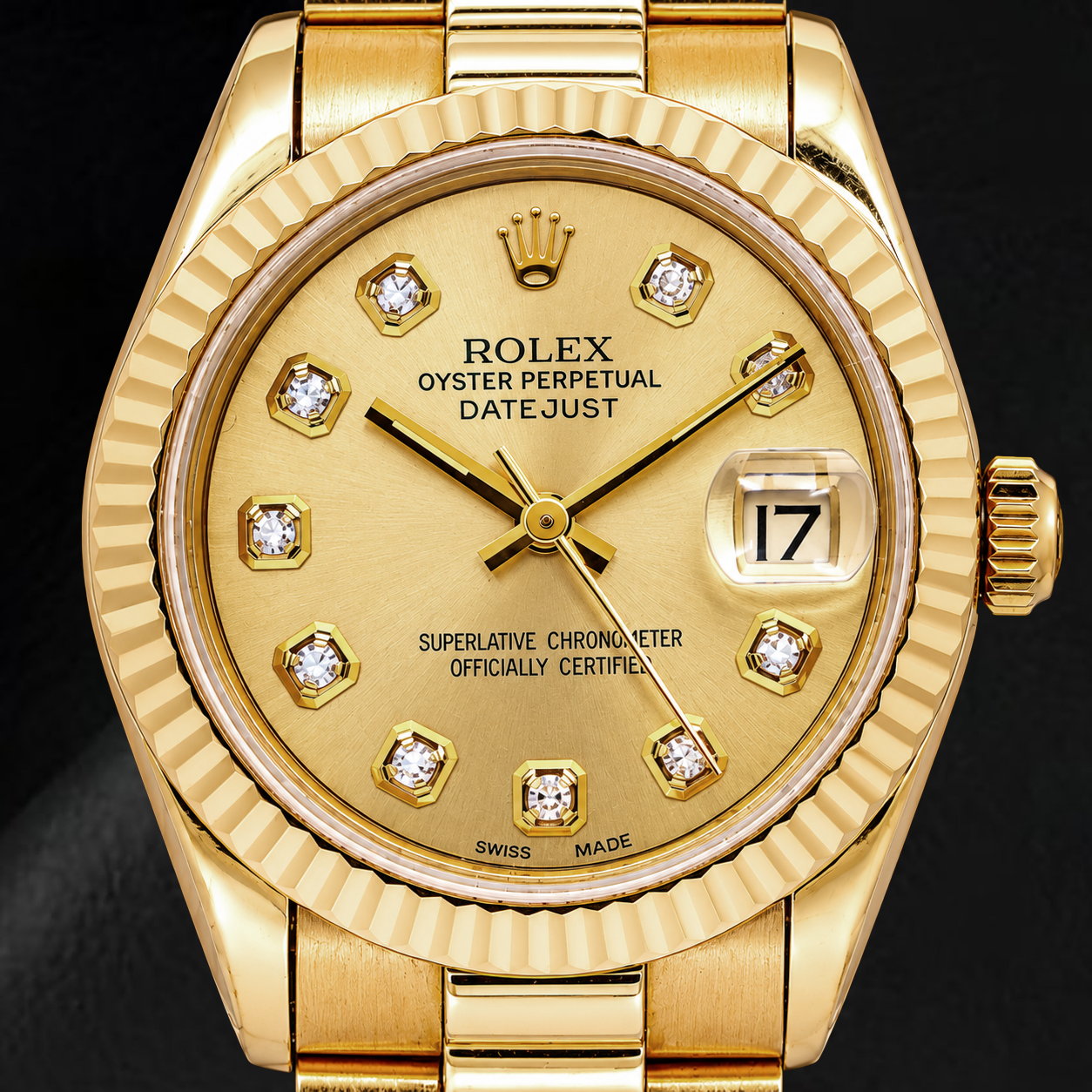 Rolex Datejust 68278 31 mm Gelbgold Uhr mit Champagner-Diamantzifferblatt