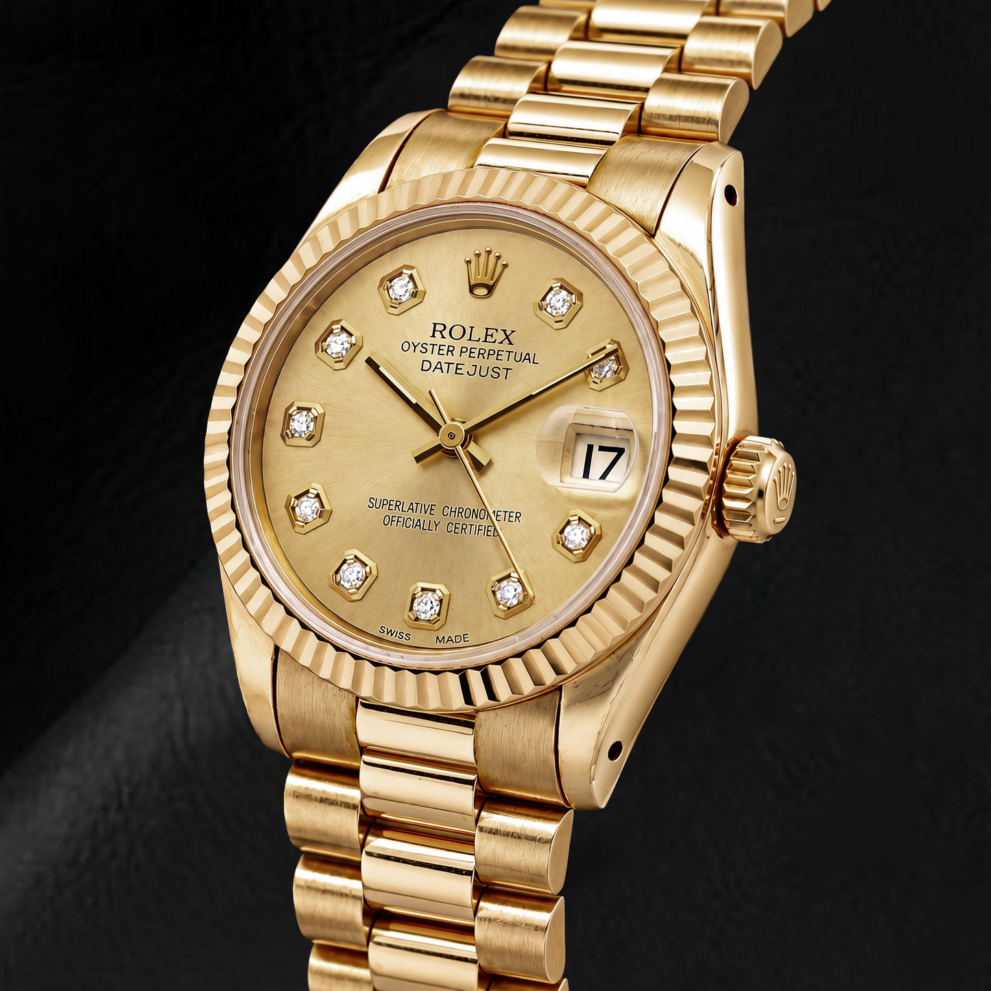 Rolex Datejust 68278 31 mm Gelbgold Uhr mit Champagner-Diamantzifferblatt