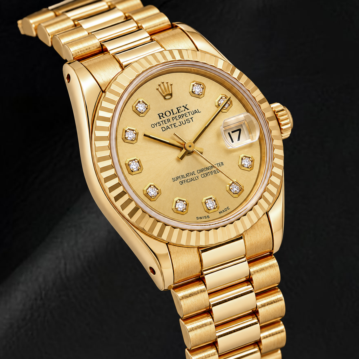 Rolex Datejust 68278 31 mm Gelbgold Uhr mit Champagner-Diamantzifferblatt