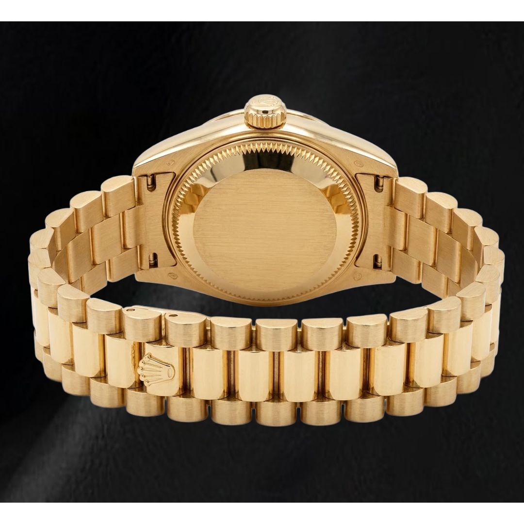 Rolex Datejust 68278 31 mm Gelbgold Uhr mit schwarzem Diamantzifferblatt ab Werk