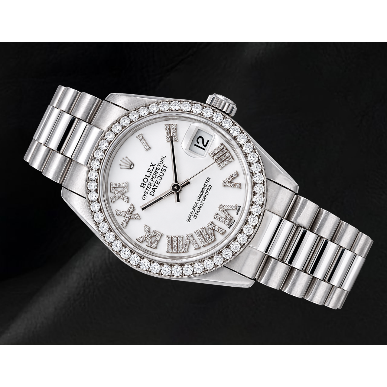 Rolex Datejust 68279 31 mm Weißgold Uhr mit weißem Diamantzifferblatt und römischen Ziffern
