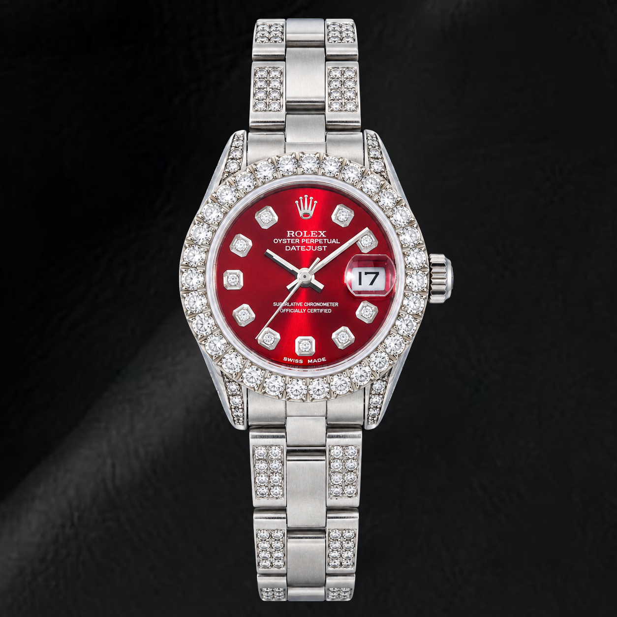 Rolex Datejust 6916 26 mm Edelstahl Uhr mit rotem Diamantzifferblatt