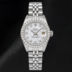 Rolex Datejust 6916 26 mm Edelstahluhr mit silbernem Jubilé-Diamantzifferblatt