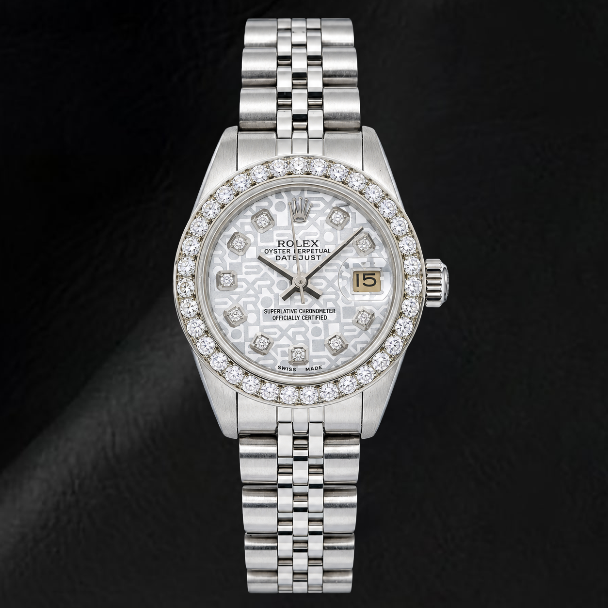 Rolex Datejust 6916 26 mm Edelstahluhr mit silbernem Jubilé-Diamantzifferblatt