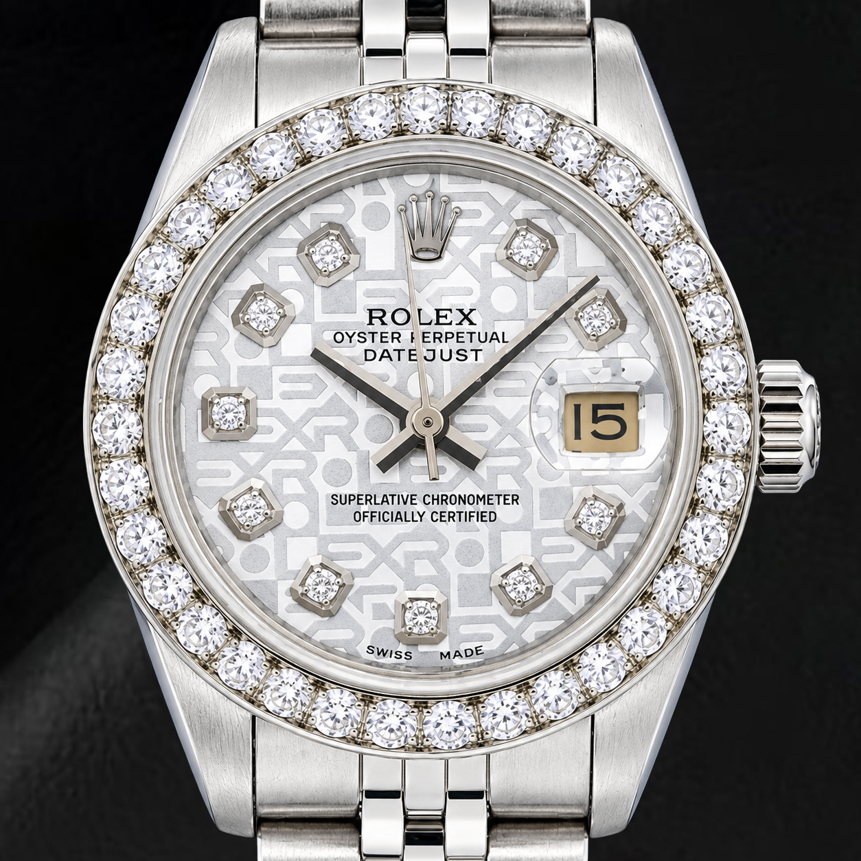 Rolex Datejust 6916 26 mm Edelstahluhr mit silbernem Jubilé-Diamantzifferblatt