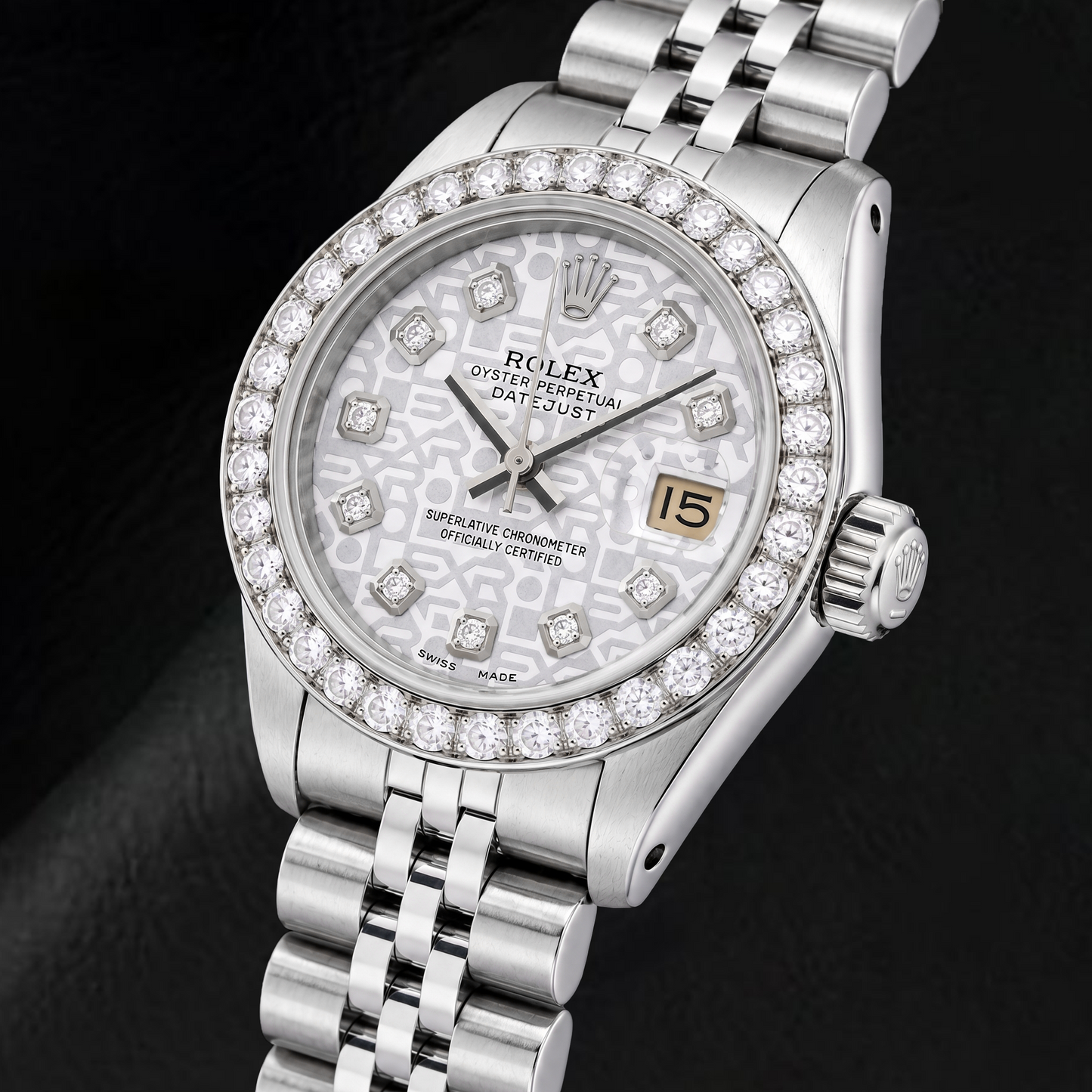 Rolex Datejust 6916 26 mm Edelstahluhr mit silbernem Jubilé-Diamantzifferblatt