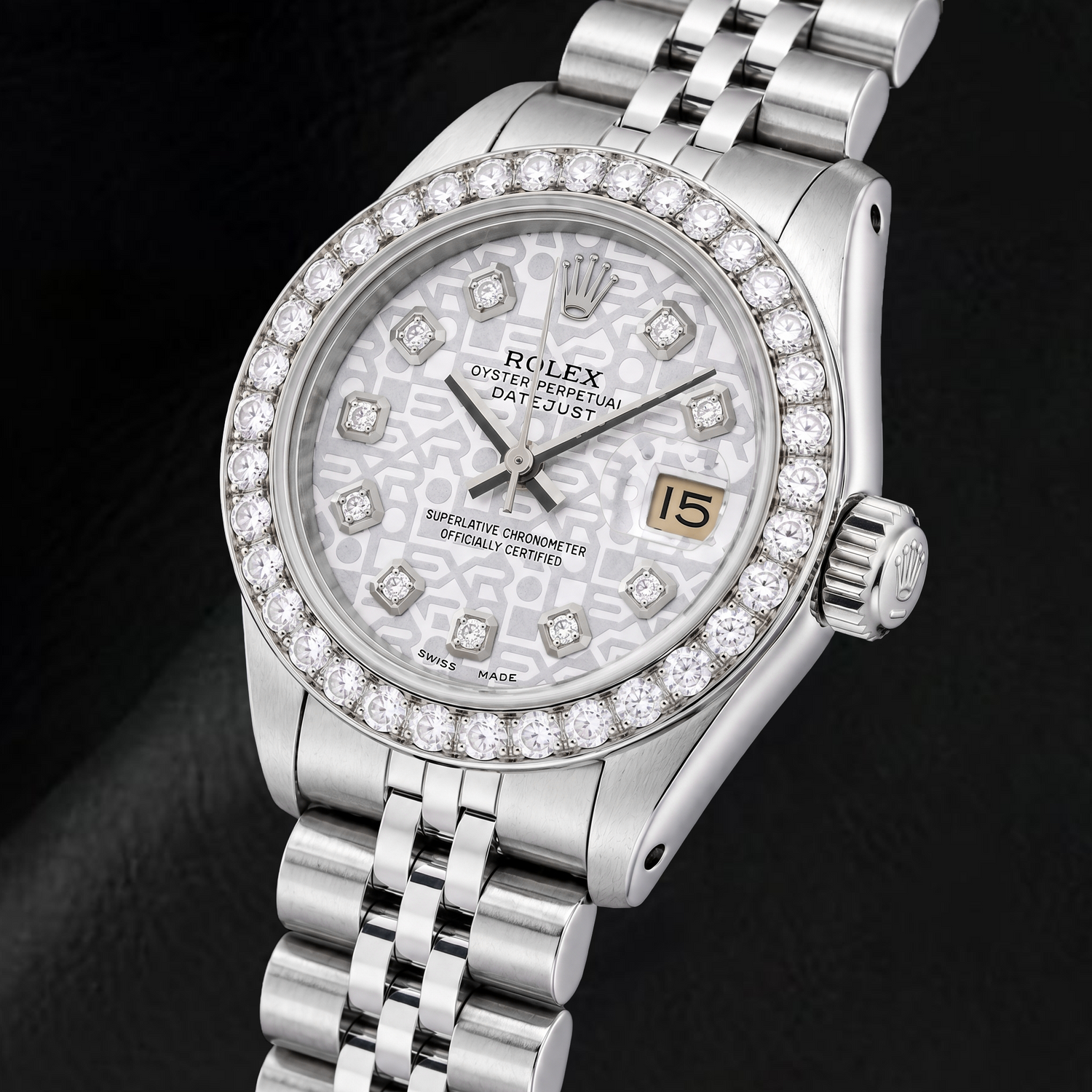 Rolex Datejust 6916 26 mm Edelstahluhr mit silbernem Jubilé-Diamantzifferblatt